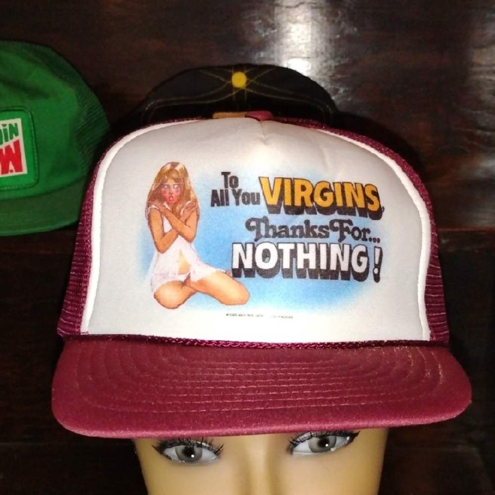 Vintage 1980s True Trucker Maroon Trucker Hat with Graphic Front Panel